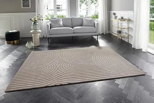 ELLE DECORATION Designteppich Panglao - Moderner Kurzflor-Teppich in creme/beige mit Hoch-Tief-Struktur, ideal für Ihr Wohnzimmer. Pflegeleicht und fußbodenheizungsgeeignet.