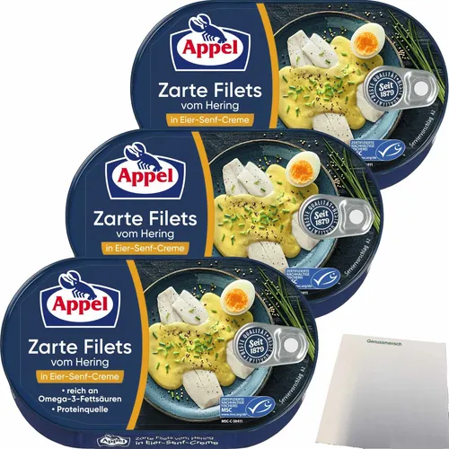 Appel Zarte Filets vom Hering in Eier Senf Creme 3er Pack 3x200g Dose