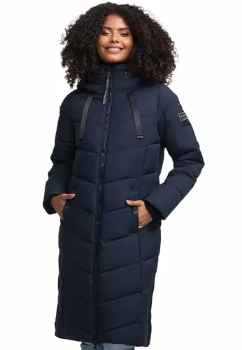 Navahoo Damen Winterjacke N009 - Wasserabweisend & Kuschelig - Funktionsjacken: Stylische Winterjacke mit Kapuze, 4 praktischen Taschen und warmem Teddyfell für optimalen Komfort bei kaltem Wetter.