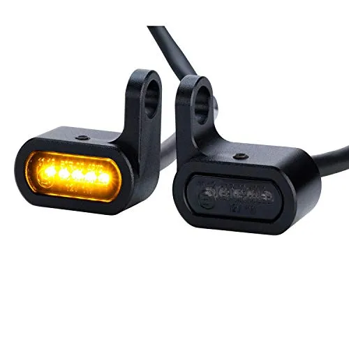 Germany Motorsports LED Motorrad Mini Blinker für Armatur Gabel Fender Custom Chopper Cruiser schwarz getönt