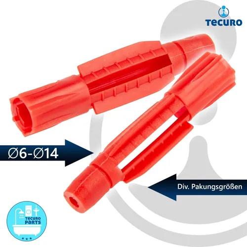 tecuro Dübel Allzweckdübel Dübel 14,0 x 75 mm - 50 Stück - Kunststoff rot