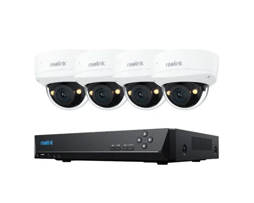 Reolink 12MP IK10 Überwachungssystem mit 145° Blickwinkel - Hochauflösendes PoE IP-Kameraset für Außenbereiche. Ideal für die Überwachung mit Wasserfestigkeit, Nachtsicht und Zwei-Wege-Audio. Sicherheit für Ihr Zuhause mit 4 Kameras und 2 Jahren Garantie.