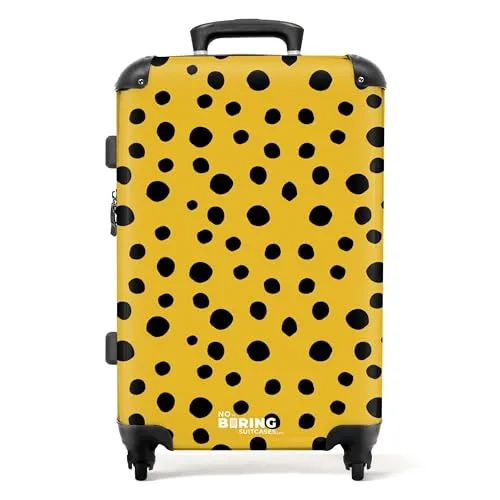 NoBoringSuitcases.com Hartschalenkoffer Groß - Gelb-Schwarz, 67 cm - Koffer: Großer Hartschalenkoffer mit 72 Litern Fassungsvermögen, leicht und mit TSA-Schloss für maximale Sicherheit. Ideal für alle Fluggesellschaften und langlebig durch umweltfreundliches Material.