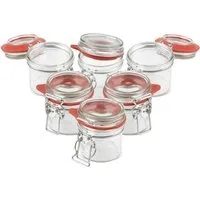Dr. Oetker Einmachglas Set mit Bügelverschluss, 6-teilig, 135ml - Praktisches 6-teiliges Set von Dr. Oetker mit Einmachgläsern (135ml) für die optimale Aufbewahrung von Lebensmitteln. Ideal für Marmeladen und eingelegte Köstlichkeiten.