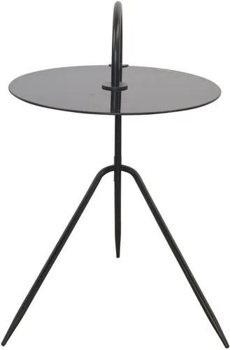 HOFMANN LIVING AND MORE Beistelltisch mit Sicherheitsglasplatte - Stylischer Couchtisch mit runder Sicherheitsglasplatte in Schwarz, ideal für modernes Wohnen und pflegeleicht durch einfache Reinigung.