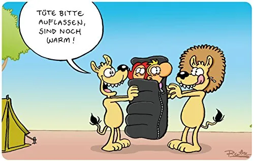 Ralph Ruthe Brettchen - Tüte bitte auflassen, sind noch warm! Frühstücksbrettchen aus Resopal 23,5 x 14,5 cm