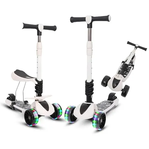 Habib Gruppe 3-Rad Kinderroller mit Sitz und LED Rädern – Faltbar & Höhenverstellbar