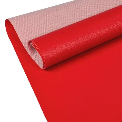 ANRO Kunstleder Lederimitat Lederstoff Polsterstoff Nappaprägung Texturiert Meterware Bezugsstoff Feuerrot 300x140cm