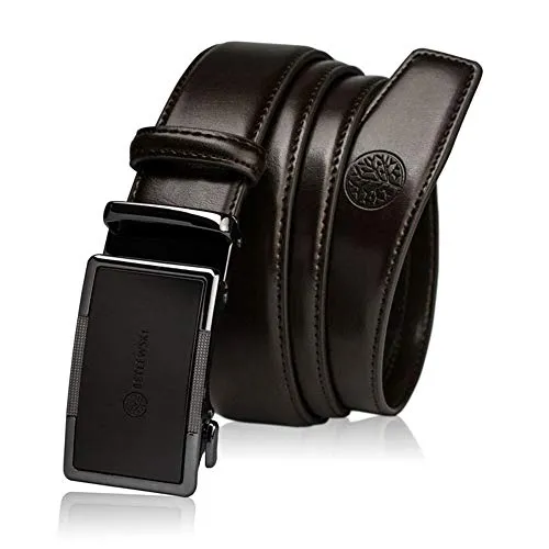BETLEWSKI - Gürtel Herren Ledergürtel Herren - Herren-Gürtel aus natürlichem Rindsleder mit Kürzungsmöglichkeit - Gurtel echt Leder mit Zertifikat - Länge 105 cm - Braun