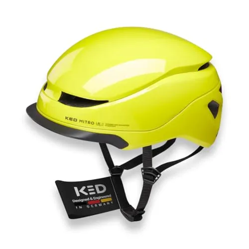 KED Fahrradhelm MITRO, neon green - Fahrradhelm mit MIPS Brain Protection System für optimalen Schutz und Komfort. Ideal für E-Mobilität, ausgestattet mit BOA® Fit System und LED-Modul für 180° Sichtbarkeit.