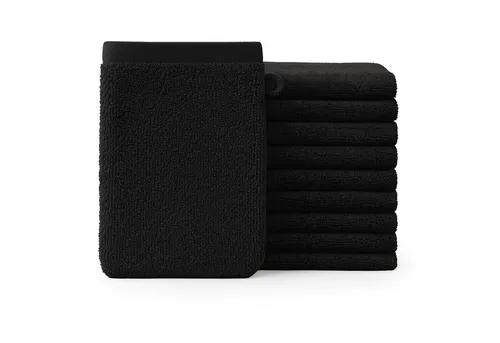 Blumtal Waschhandschuh 10er Set aus Frottee 15x20 cm - weich und saugstark, (Set), mit modischer Bordüre und praktischer Aufhängeschlaufe, 100% Baumwolle