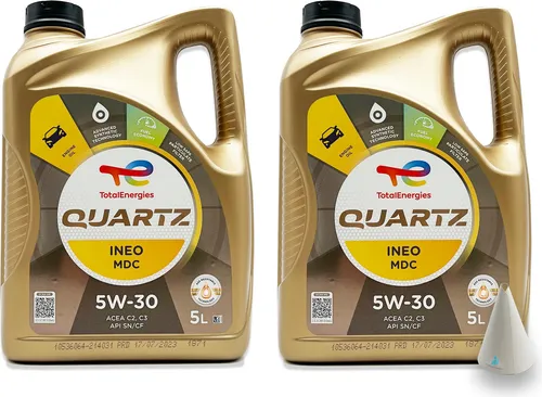 Total Quartz Ineo MDC | 5W-30 | 10 L | MB 229.52 | GM Dexos2 | Opel | Motoröl | mit Trichter