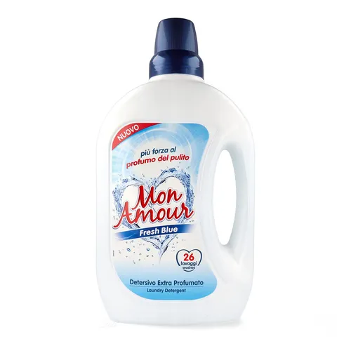 Fresh Blue Waschmittel 1.56l - Mon Amour - Waschmittel für bis zu 26 Waschladungen, sorgt für frische und saubere Wäsche mit einem angenehmen Duft. Ideal für weiße und bunte Textilien.