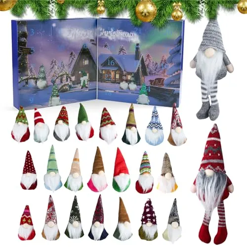 Weihnachtswichtel-Adventskalender, 24 Plüsch-Wichtelpuppen Weihnachts-Countdown-Kalender, Weihnachtswichtel-Adventskalender, Weihnachtsplüsch-Wichtel-Spielset (ZR2025) 2025
