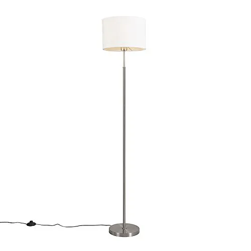 Qazqa Moderne Stehlampe aus Stahl - Elegante Beleuchtung für Wohnzimmer und Schlafzimmer - Standleuchten & Deckenfluter - Dimmbar mit E27-Fassung, ideal für stilvolle Innenbeleuchtung in verschiedenen Wohnräumen.
