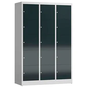 Steelboxx Fächerschrank 15 Fächer - Komplett montiert - Robuster Schließfachschrank mit 15 Fächern, ideal für Umkleiden und Sozialräume, sofort einsatzbereit ohne Montage. Langlebige Stahlkonstruktion und individuelle Fächer mit Zylinderschloss.