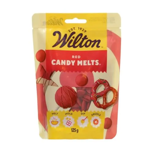 Wilton Candy Melts Rot: Schmelzende Glasur mit Süßem, Cremigem Geschmack zum Gießen, Dippen und Dekorieren - für Cake Pops, Keksen, Pralinen und Kuchen - 125 g