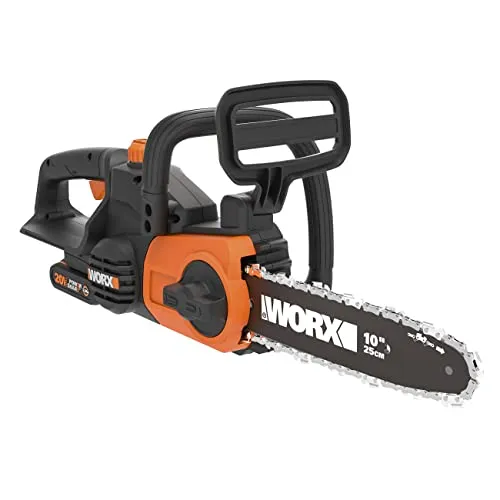 WORX WG322E.1 Elektro Kettensäge 20V - Batteriebetriebene Kettensäge mit 25 cm Schwertlänge und schnellem Kettenspanner, ideal für präzises Arbeiten im Garten.