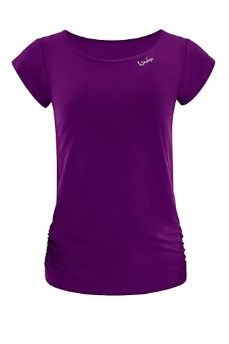 Winshape Damen Functional Light and Soft Kurzarmshirt Aet130ls - Ultra Style T-Shirt in Dark Plum, XL EU - Stylisches Kurzarmshirt aus ultra weichem Funktionsstoff mit temperaturregulierendem Effekt, ideal für Fitness, Pilates, Yoga und Freizeit.