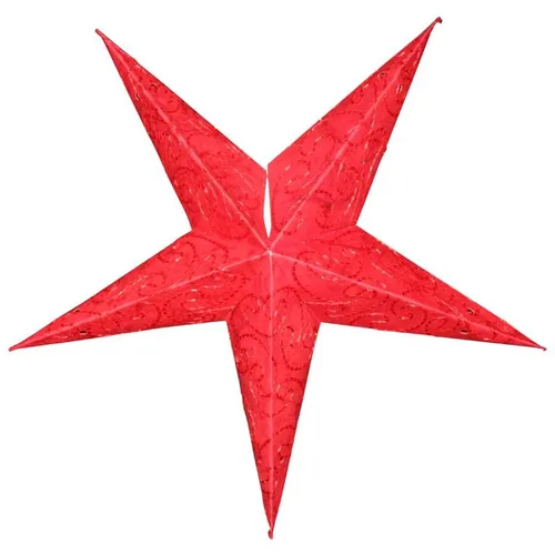 Papierstern Weihnachtstern Stern 5zackig rot gemustert #2 40 cm