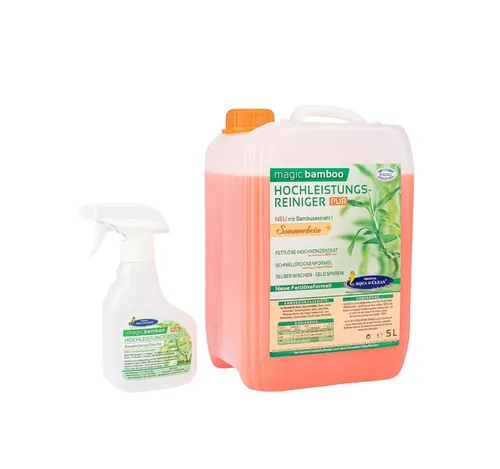 AQUA CLEAN Magic Bamboo Hochleistungsreiniger 5l - Sommerbrise - Allzweckreiniger mit verbesserter Formel für starke Reinigungskraft, ideal zur Entfernung von Fetten und Ölen in Küche, Bad und Garage.