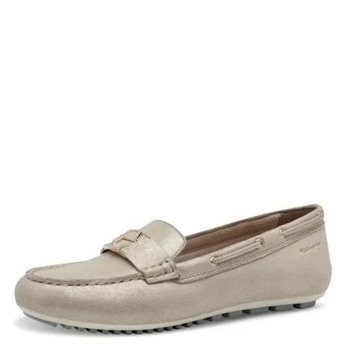 Tamaris Slipper Damen Bequem beige, EU 39 - Slipper & Mokassins für Damen, mit herausnehmbarer Sohle für individuellen Komfort und flacher Sohle, ideal für jeden Anlass und müheloses An- und Ausziehen.