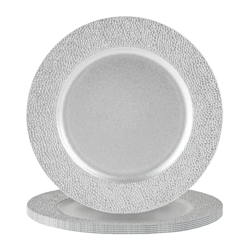 Argon Tableware Hämmerte Ladeplatten - 33cm - Silber - Pack Von 6