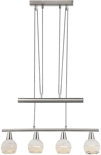 Globo LED Decken Hänge Lampe 54341-4Z - Moderne Zugpendelleuchte aus satiniertem Glas, höhenverstellbar für individuelle Raumgestaltung, ideal für Wohnzimmer.