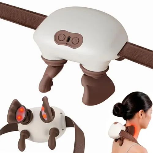 Schultermassagegerät mit Wärme, Shiatsu-Nacken- und Rückenmassagegerät, wiederaufladbares Tiefengewebe-Knetmassagekissen für Papa, Mutter, Müdigkeit, Linderung, Muskelentspannen