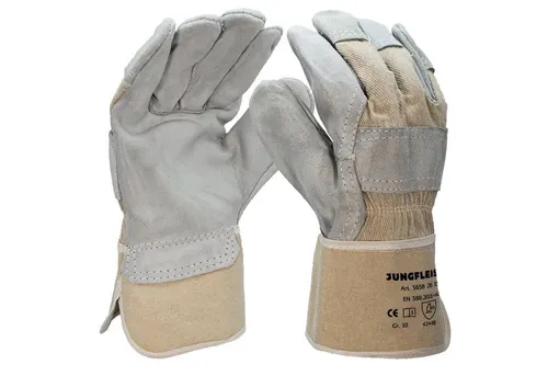 Jungfleisch Arbeitshandschuhe Montage-Handschuhe EN 388 (15-St) Rindkernspaltleder Handschuhe für Bauarbeiten, Montage, Garten