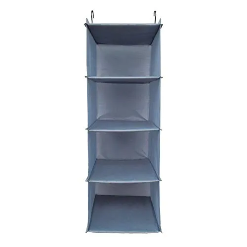 BrilliantJo Kleiderschrank Organizer, 4 Fächer hängeaufbewahrung Kleiderschrank mit Eisengestell Hängeregal Organizer Aufbewahrungssystem Set wasserdicht und leicht, Blau-grau(30 X 30 X 80 cm)