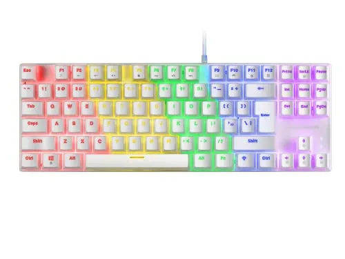 Mars Gaming MK80 Weiß, Mechanische Gaming Tastatur TKL FRGB, Antighosting, Switch Mechanischer Blau, US Sprache