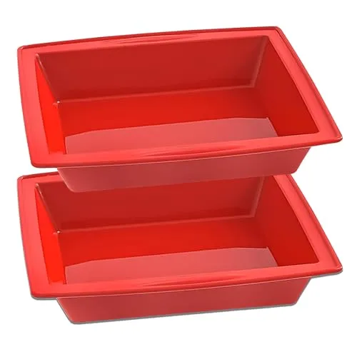 Billowvolve 20 cm, 8 Zoll 2 Stück Silikon Backform Eckig Brownie Brownieform mit Griffen Silikonformen Backen Kuchenform Antihaft Silikonbackform Backformen für Brownies