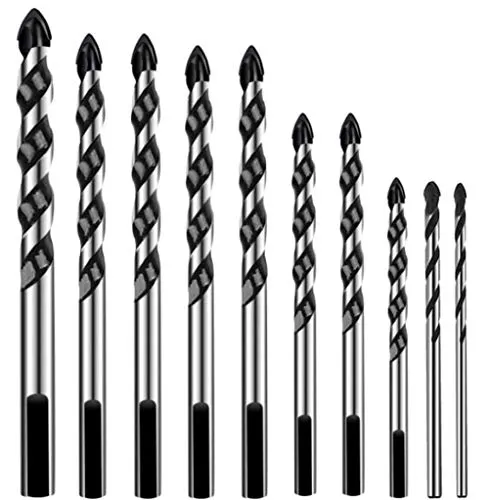 KAHEIGN 10Pcs Fliesenbohrer Steinbohrer Betonbohrer 7 Größe Bohrer Bits für Porzellan Keramik Fliesen Beton Ziegelwand Glas Spiegel Kunststoff Mauerwerk und Holz