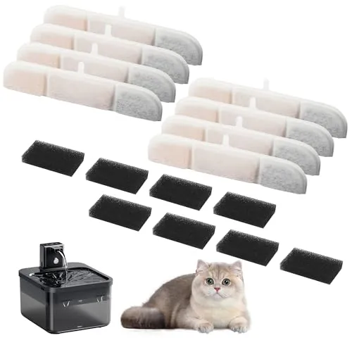 Pet Healthy Drinking Water Guardian, 16 Katzenfilter Ersatzfilter set, 8 Katzenfilter filter + 8 Filterschwamm, passend für Downy paws trinkbrunnen filter Katzentrinkbrunnen(DPWFP6)