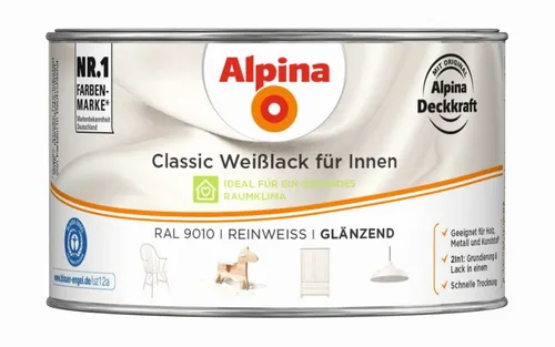 Alpina Classic Weißlack für Innen Reinweiß 300 ml glänzend