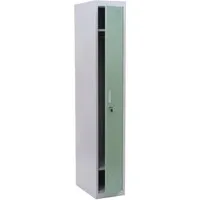 Proregal Spind Saturn HxBxT 180x30x50cm Metall Mint-Grün - Robuster Stahlspind für Werkstätten und Umkleiden. Mit Kleiderstange, Spiegel und abschließbarem Fach bietet er sichere Aufbewahrung und durchdachtes Design für Ordnung und Sicherheit.