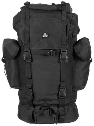 MFH BW Kampfrucksack 65L - Robuster Kampfrucksack der Deutschen Bundeswehr mit Alu-Aussteifung, 65L Fassungsvermögen, gepolsterten Gurten und vielseitigen Taschen für optimale Nutzung im Outdoor-Bereich.