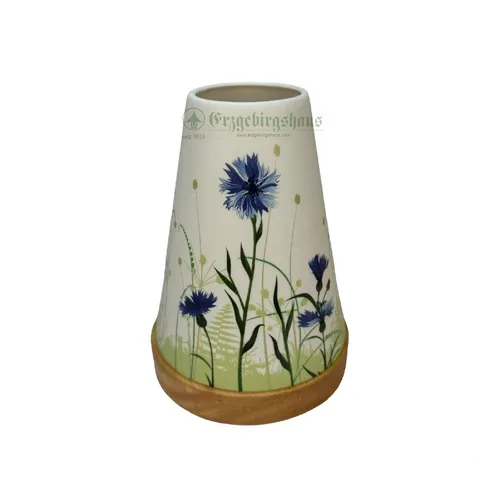 Windlicht Vintage Style Kornblumen - für Teelicht oder LED-Teelicht - farbig