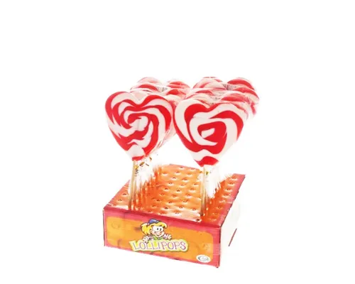 Felko Süßigkeit, Herz Lolly rot weiß Heart Spiral Lutscher Red White 80g Display