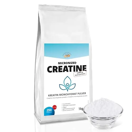 GOLDEN PEANUT Kreatin 1 kg Creatine monohydrat micronized Pulver hochdosiert pur vegan und ohne Zusätze