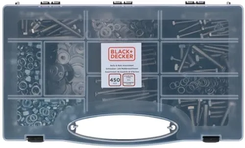 Produktbild BLACK+DECKER Schrauben- und Mutternsortiment 450 Stück im Werkzeugkoffer