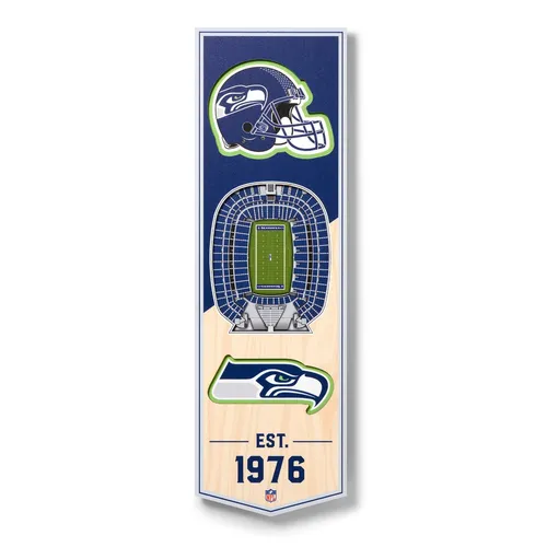 NFL Seattle Seahawks Stadion Stadium 3D Wandbild Wood Banner Holzschild Holz