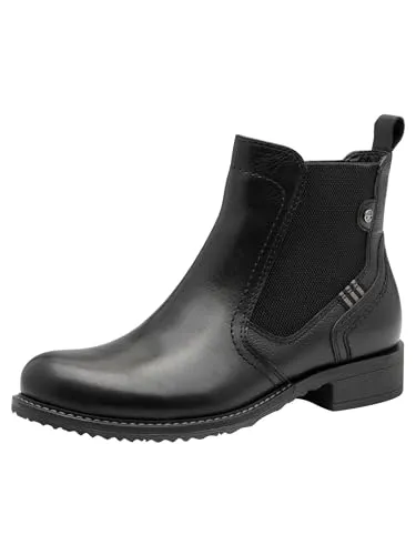 Tamaris Damen Stiefel aus Leder in Schwarz, Größe 39 - Modischer Damenstiefel mit innovativer Touchit-Technologie für individuellen Komfort. Elastische Einsätze sorgen für einfaches An- und Ausziehen. Perfekt für städtische Abenteuer und lässige Freizeitlooks.