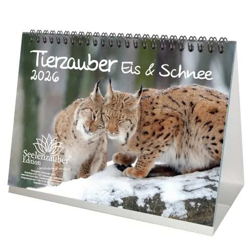 Tierzauber Eis und Schnee DIN A5 Tischkalender für 2026 Tiere aus dem Polargebiet - Seelenzauber