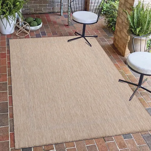 Carpetsale24 In- & Outdoor Teppich - Wetterfestes Flachgewebe in Sisal-Optik mit Bordüre, Küchenteppich, Terrasse, Wohnzimmer & mehr, Grösse: 120x170 cm