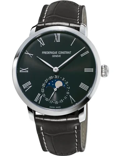 Frederique Constant FC-705GR4S6 Herrenuhr - Elegante Slimline Manufaktur Moonphase 42mm, Automatik-Uhr mit Saphirglas, ideal für stilbewusste Herren. Wasserdicht bis 3 ATM und ausgestattet mit Mondphase-Funktion.