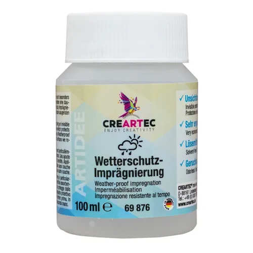 Creartec Artidee Wetterschutz-Imprägnierung 100 ml - Hochwertige Imprägnierung für optimalen Wetterschutz, ideal für Textilien und Leder, hergestellt in Deutschland.