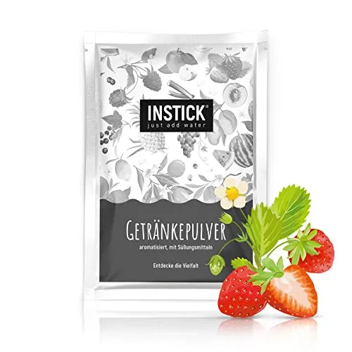 INSTICK Zuckerfreies Instant-Getränk (Erdbeere) – 1 Packung für 18 L – Veganes Getränkepulver Kalorienarm & Vitamin C – Instant-Pulver