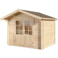 Alpholz Gartenhaus Roger-34, imprägniert 320x310 cm - Gartenhaus aus 34 mm Blockbohlen mit großer Doppel-Eingangstür, ideal für Ihre Gartengeräte und Freizeitgestaltung. Robuste Bauweise und vielseitige Nutzungsmöglichkeiten.